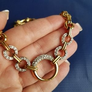 AUTHENTIC Swarovski 18k Gold Plated Chunky Chain Link Vintage Necklace